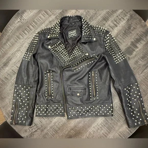 VINTAGE/Black Studded Leather Performance Jacket - Picture 2 of 8